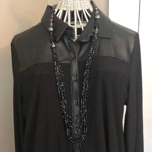 For Cynthia Faux Leather and Black Top L